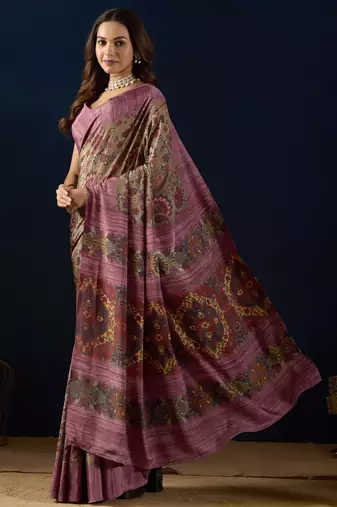 purple colour beautiful silk silk blend ready to wear ethnic girlie saree