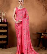 Pink colour beautiful satin ready to wear ethnic girlie saree