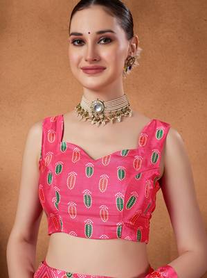 Pink colour beautiful satin ready to wear ethnic girlie saree 5