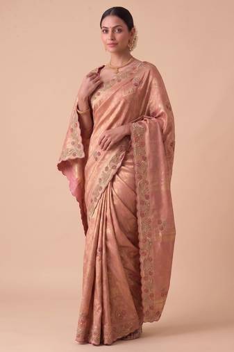 pink color banarasi silk blend saree for beautiful show stopper wedding looks