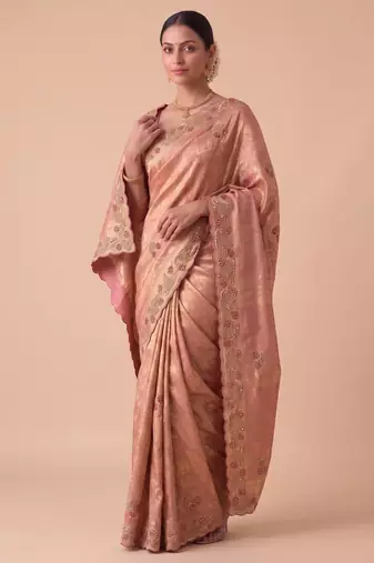 pink color banarasi silk blend saree for beautiful show stopper wedding looks