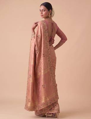 pink color banarasi silk blend saree for beautiful show stopper wedding looks 2