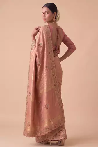 pink color banarasi silk blend saree for beautiful show stopper wedding looks