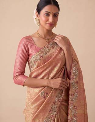 pink color banarasi silk blend saree for beautiful show stopper wedding looks 3
