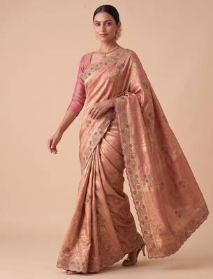 pink color banarasi silk blend saree for beautiful show stopper wedding looks 4