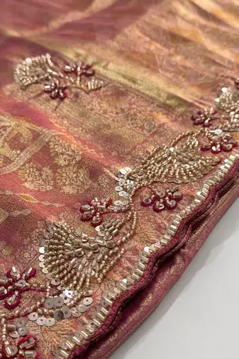 pink color banarasi silk blend saree for beautiful show stopper wedding looks