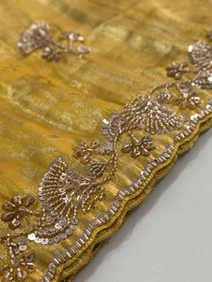 yellow color banarasi silk blend saree for beautiful show stopper wedding looks 5