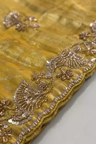 yellow color banarasi silk blend saree for beautiful show stopper wedding looks