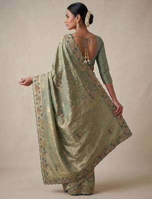 sea green color banarasi silk blend saree for beautiful show stopper wedding looks 2
