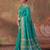 sea green color beautiful woven designer soft silk blend saree for festive rich looks