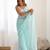 sky blue color shimmer fabric bollywood looks sequins work saree