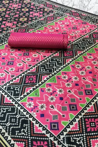 black color assam silk blend designer printed fancy girlie festive rich saree