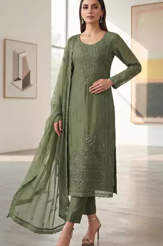 mehendi organza chiffon designer embroidered unstitched dress material