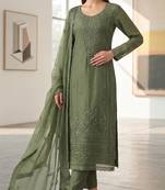 mehendi organza chiffon designer embroidered unstitched dress material