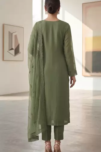 mehendi organza chiffon designer embroidered unstitched dress material