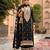 black chinon embroidered partywear unstitched dress material
