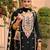 black chinon embroidered partywear unstitched dress material