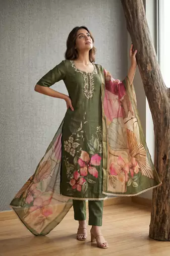 mehendi smart and elegant ceremonial unstitched dress material