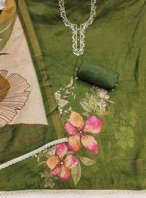 mehendi smart and elegant ceremonial unstitched dress material 4