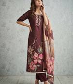 brown smart and elegant ceremonial unstitched dress material