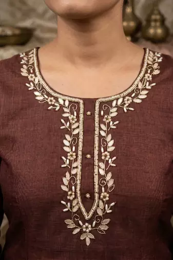 brown smart and elegant ceremonial unstitched dress material
