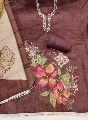 brown smart and elegant ceremonial unstitched dress material 4
