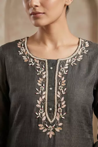 grey smart and elegant ceremonial unstitched dress material