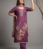 purple smart and elegant ceremonial unstitched dress material