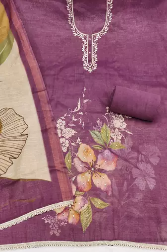 purple smart and elegant ceremonial unstitched dress material