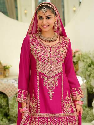 Floral Embroidered Sequinned Kurta With Sharara & Dupatta 2