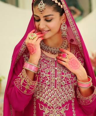 Floral Embroidered Sequinned Kurta With Sharara & Dupatta 5