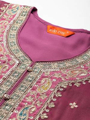 Ethnic Motifs Embroidered Sequinned Kurta with Palazzos & Dupatta 2