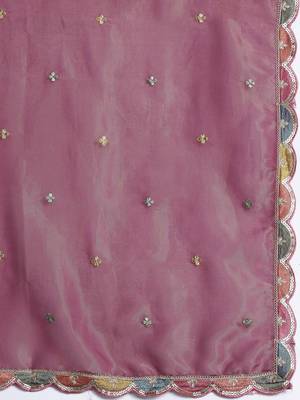 Ethnic Motifs Embroidered Sequinned Kurta with Palazzos & Dupatta 4