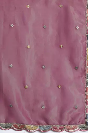 Ethnic Motifs Embroidered Sequinned Kurta with Palazzos & Dupatta