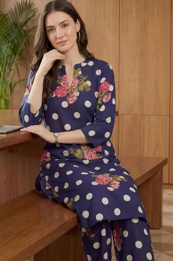 Women Floral Printed Regular Pure Cotton Kurta with Trousers