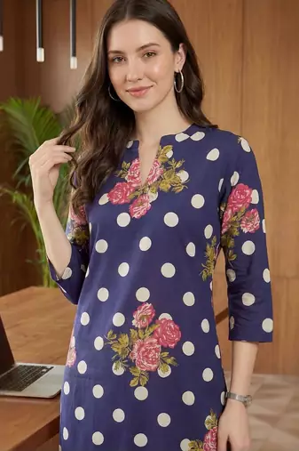 Women Floral Printed Regular Pure Cotton Kurta with Trousers