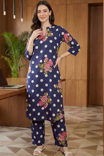 Women Floral Printed Regular Pure Cotton Kurta with Trousers