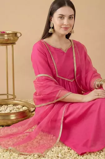 Women Empire Gotta Patti Kurta with Trousers & With Dupatta