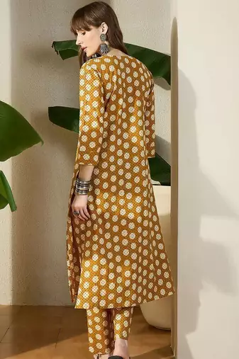 Women Printed Regular Pure Cotton Kurta with Trousers