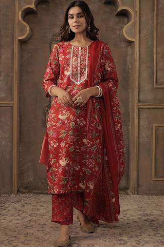 Women Floral Printed Kurta with Trousers & Dupatta