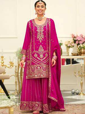 Women Ethnic Motifs Embroidered Mirror Work Kurta With Palazzos & Dupatta 1