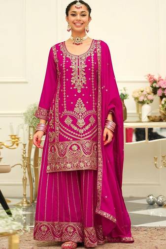Women Ethnic Motifs Embroidered Mirror Work Kurta With Palazzos & Dupatta