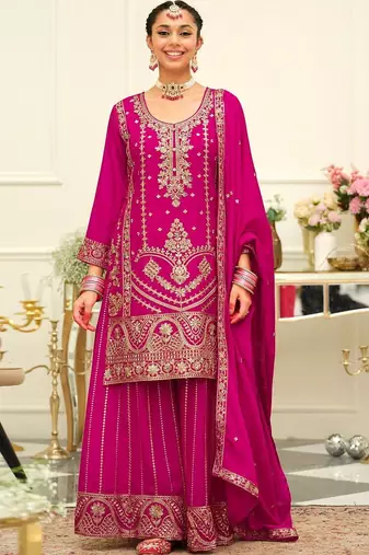 Women Ethnic Motifs Embroidered Mirror Work Kurta With Palazzos & Dupatta