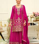 Women Ethnic Motifs Embroidered Mirror Work Kurta With Palazzos & Dupatta