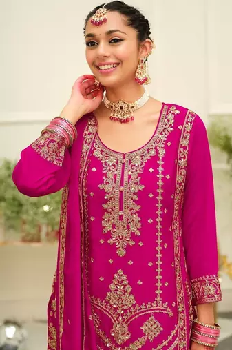 Women Ethnic Motifs Embroidered Mirror Work Kurta With Palazzos & Dupatta