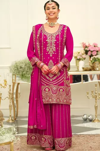 Women Ethnic Motifs Embroidered Mirror Work Kurta With Palazzos & Dupatta