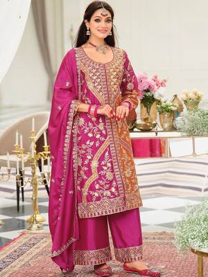 Women Ethnic Motifs Embroidered Panelled Kurta with Palazzos & With Dupatta 1