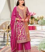 Women Ethnic Motifs Embroidered Panelled Kurta with Palazzos & With Dupatta