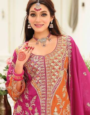 Women Ethnic Motifs Embroidered Panelled Kurta with Palazzos & With Dupatta 2