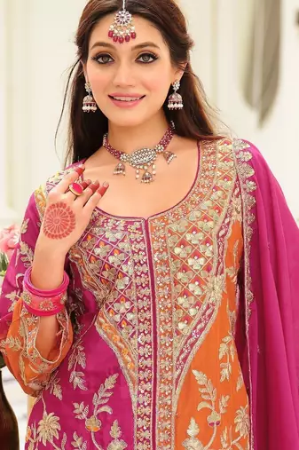 Women Ethnic Motifs Embroidered Panelled Kurta with Palazzos & With Dupatta